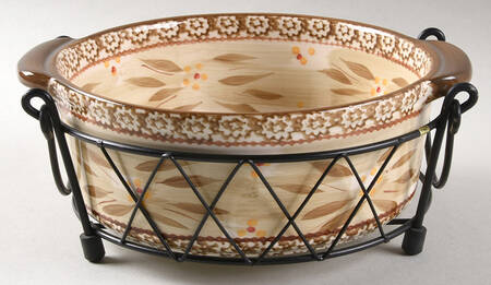 Old World Brown 9" Round Handled Baker & Metal Stand