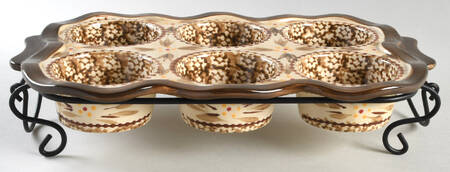 Old World Brown Muffin Pan (Holds 6 Muffins) & Metal Stand