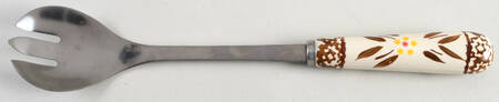 Old World Brown Salad Serving Fork with Stainless Prongs
