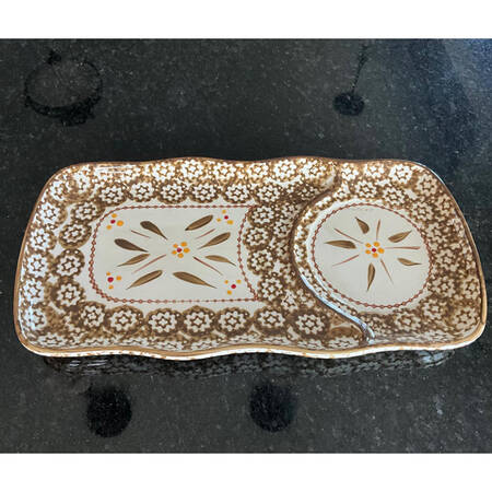 Old World Brown Tray for Soup Mug & Sandwich Set