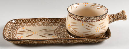 Old World Brown Soup Mug & Sandwich Set