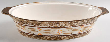 Old World Brown 2 Quart Oval Covered Casserole No Lid