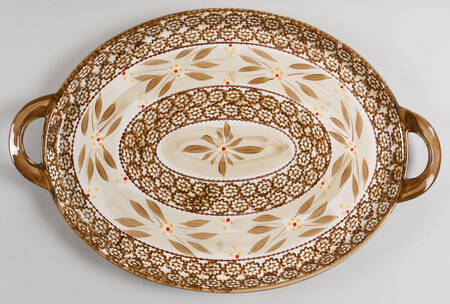 Old World Brown 18" Oval Handled Platter