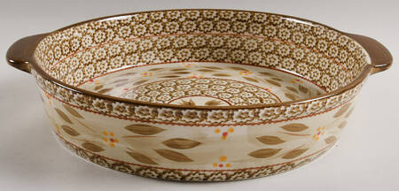Old World Brown 3 Qt Round Baker No Plastic Lid for Baker & Ramekins Set (Chip & Dip)