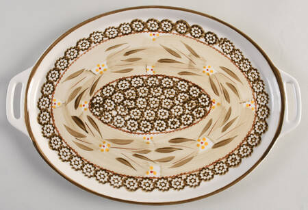Old World Brown 14" Oval Handled Platter