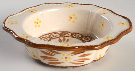Old World Brown Rimmed, Scalloped  Ramekin