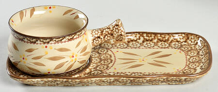 Old World Brown 12" Snack Tray (SNTR12) & Stick Handle Soup Set (SOH)