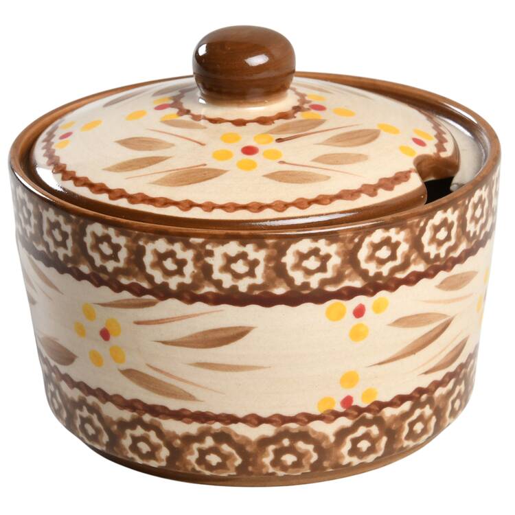 Old World Brown Condiment Jar & Lid