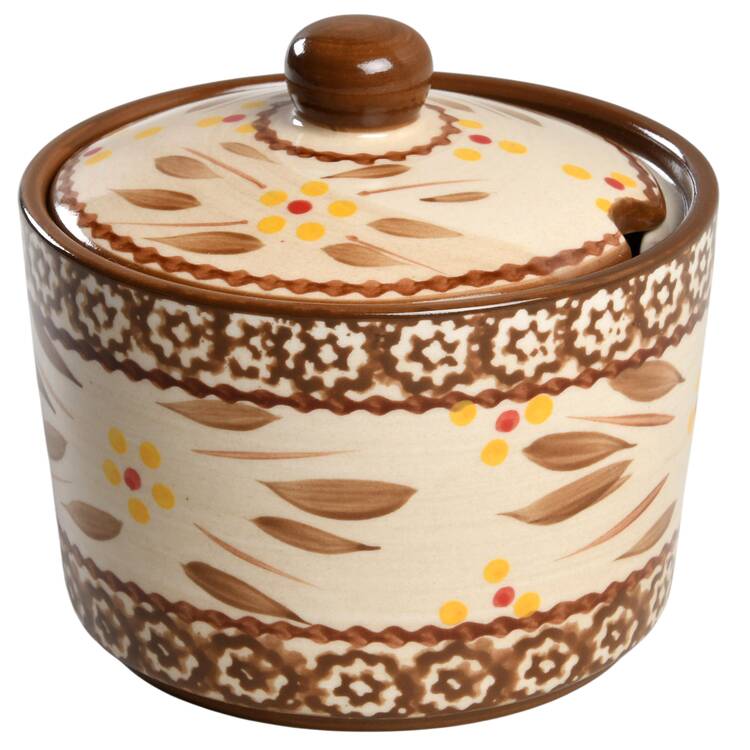 Old World Brown Condiment Jar & Lid