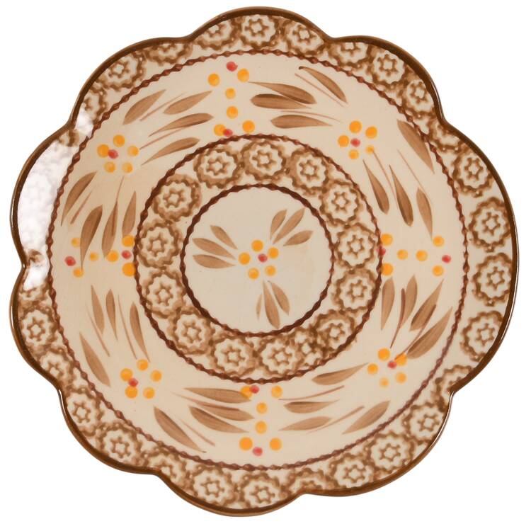 Old World Brown Scalloped Salad Plate