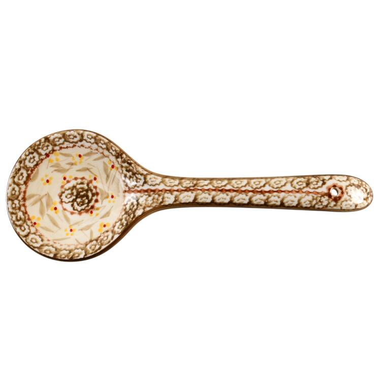 Old World Brown Salad Serving Spoon, Solid Piece