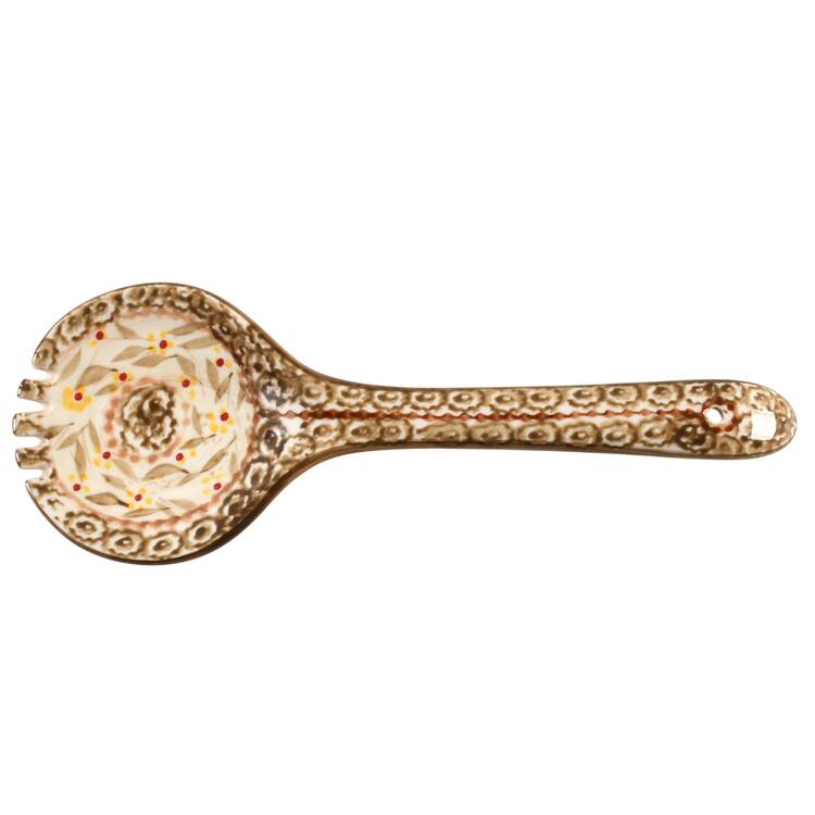 Old World Brown Salad Serving Fork, Solid Piece