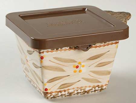 Old World Brown Individual Square Baker & Plastic Lid