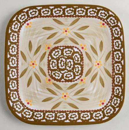 Old World Brown Square Melamine Salad Plate
