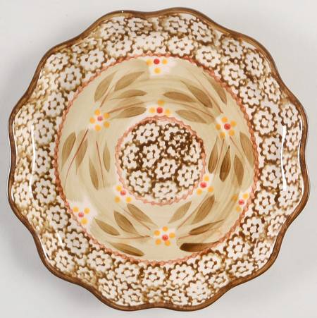 Old World Brown Scalloped Salad Plate