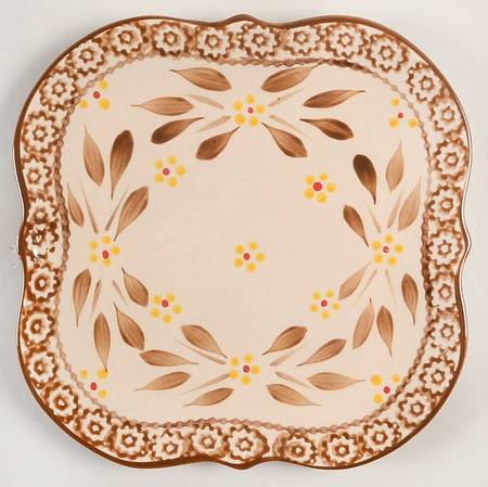 Old World Brown Square Salad Plate