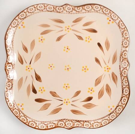 Old World Brown Square Dinner Plate