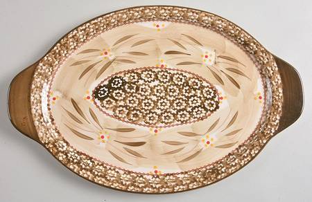 Old World Brown 13" Oval Lid-It (Trivet,Tray,Baker Lid)