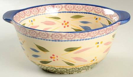 Old World Confetti 9" Handled Round Serving Bowl