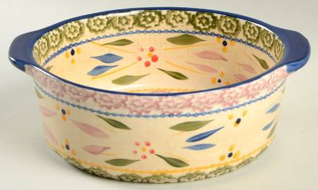Old World Confetti 8" Round Handled Baker