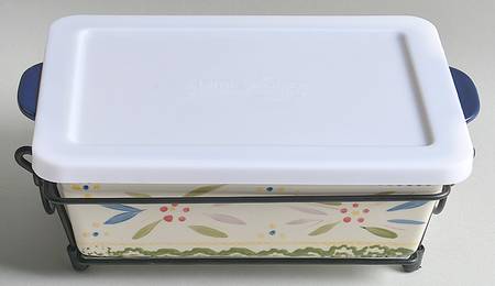 Old World Confetti 4 Pc 10" Rect Baker (Baker,Lid,Trivet & Stand)