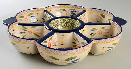 Old World Confetti 7 Part Daisy Divided Server No Lid-It