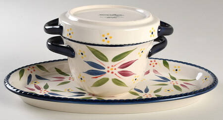 Old World Confetti Covered Soup Bowl & Sandwich Tray