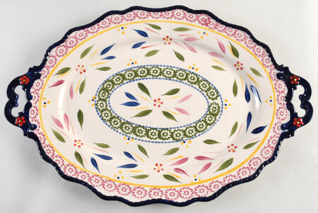 Old World Confetti 18" Oval Handled Platter