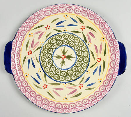 Old World Confetti Handled Cake Plate