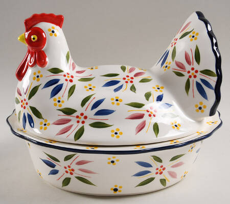 Old World Confetti Figural Oval Baker & Lid