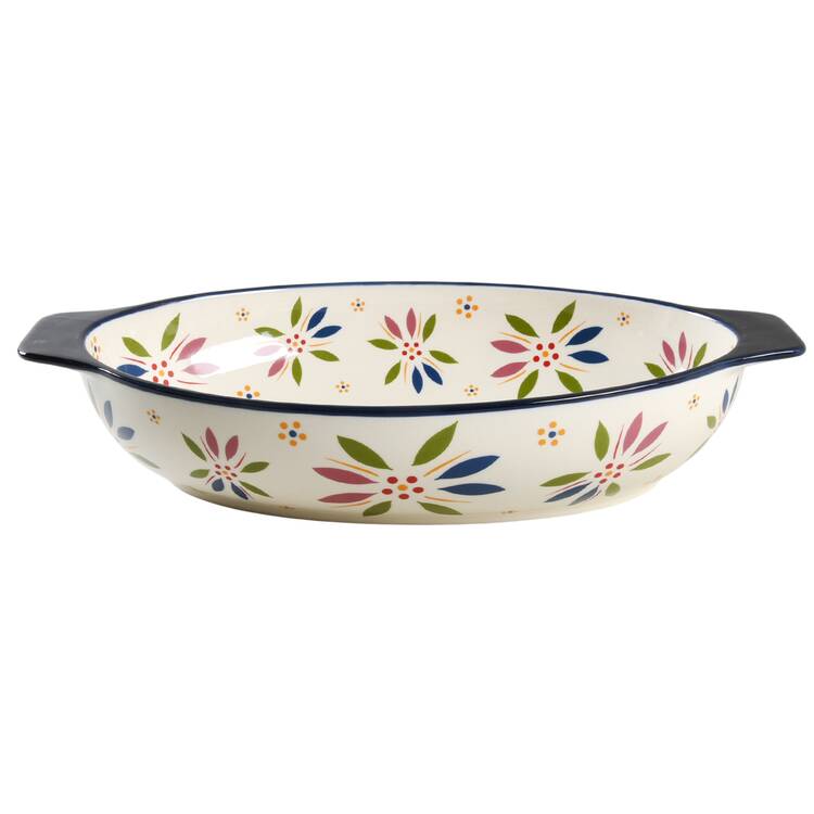 Old World Confetti 16" Oval Tab Handled Baker