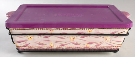 Old World Lilac (4 Pc) 13" Rectangular. Baker (Baker, Lid, Trivet & Stand)