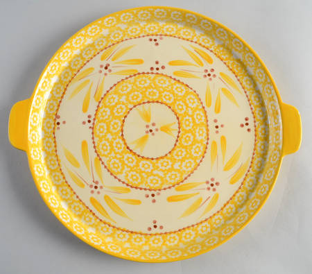 Old World Yellow Handled Cake Plate