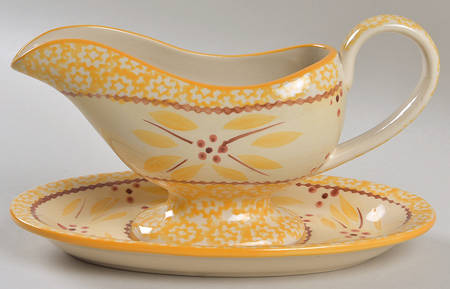 Old World Yellow Gravy Boat & Underplate