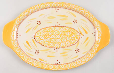 Old World Yellow 10" Oval Lid-It (Trivet,Tray,Baker Lid)