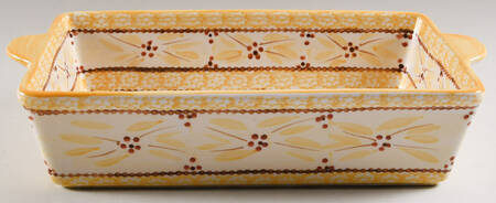 Old World Yellow 13"  Rectangular Baker