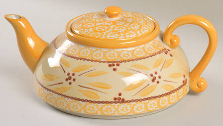 Old World Yellow Teapot & Lid