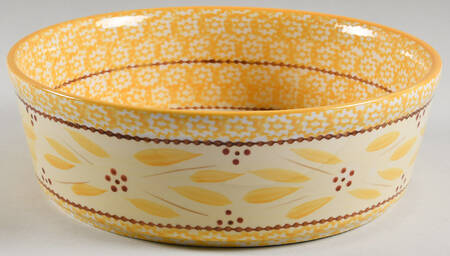 Old World Yellow 9" Round Baker