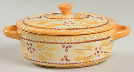 Old World Yellow 9 Oz Individual Oval Casserole & Lid by Temp-Tations