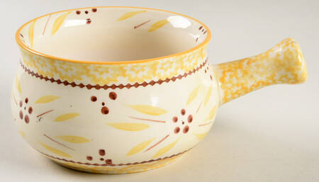 Old World Yellow One Stick Handled Soup/Snack Bowl (use with SNTR12)