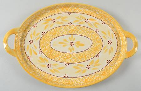 Old World Yellow 18" Oval Handled Platter