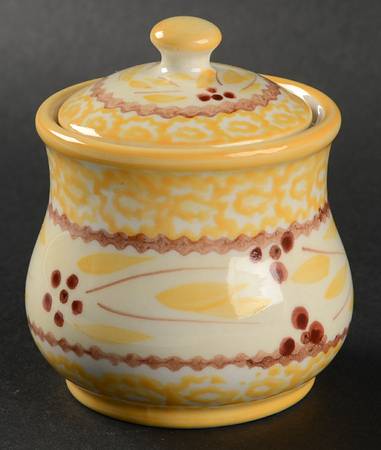 Old World Yellow Sugar Bowl & Lid