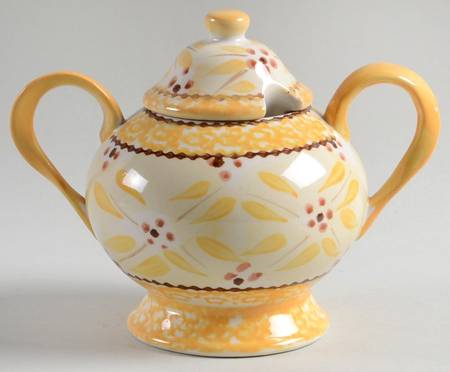 Old World Yellow Sugar Bowl & Lid by Temp-Tations