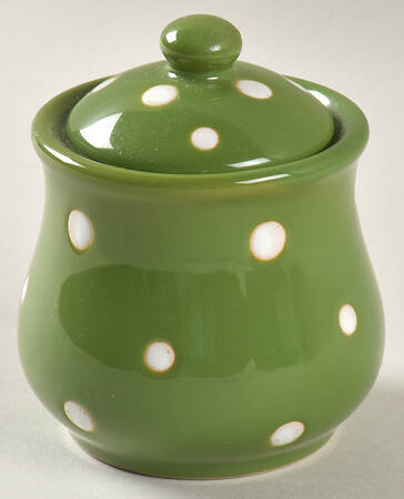 Polka Dot Green Sugar Bowl & Lid