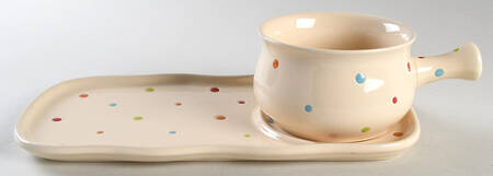 Polka Dot Cream Soup Mug & Sandwich Set by Temp-Tations