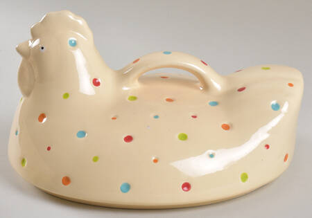 Polka Dot Cream Lid for Figural Oval Baker
