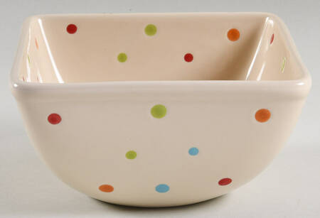Polka Dot Cream 6" Square Mixing Bowl by Temp-Tations