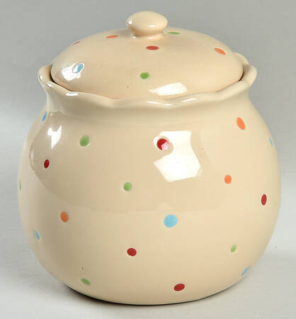 Polka Dot Cream Small Canister & Lid by Temp-Tations