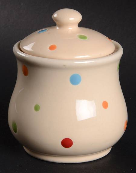 Polka Dot Cream Sugar Bowl & Lid