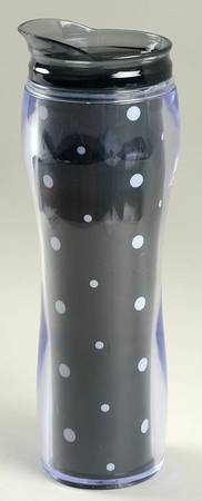 Polka Dot Black Acrylic Travel Tumbler & Lid by Temp-Tations